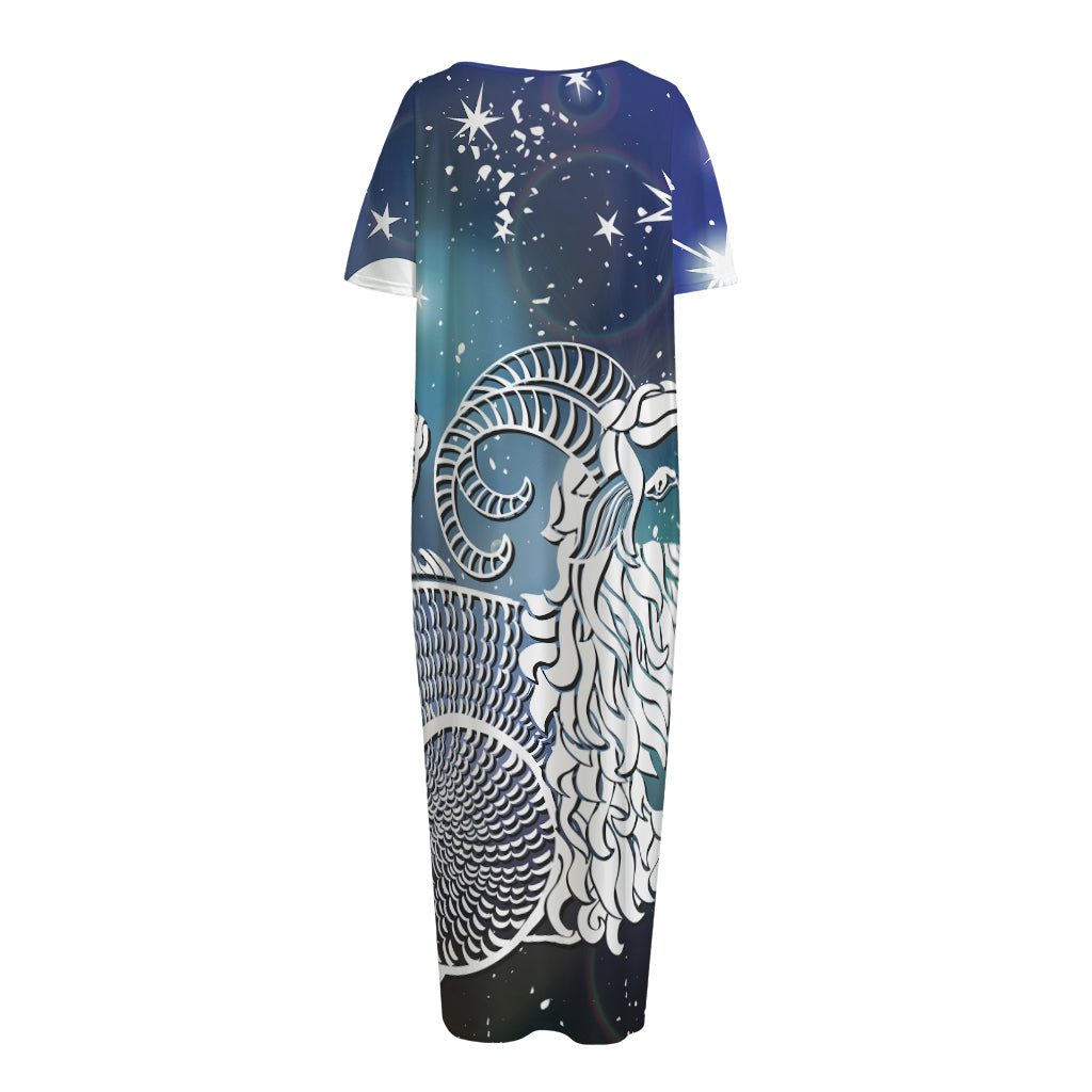 Constellation Of Capricorn Print Short Sleeve Long Nightdress