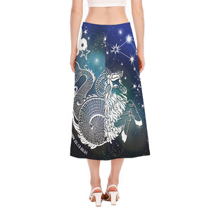 Constellation Of Capricorn Print Side Slit Midi Skirt