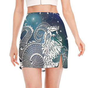 Constellation Of Capricorn Print Side Slit Mini Skirt