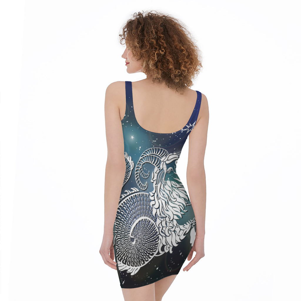 Constellation Of Capricorn Print Sleeveless Bodycon Dress