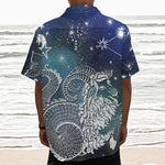 Constellation Of Capricorn Print Textured Short Sleeve Shirt