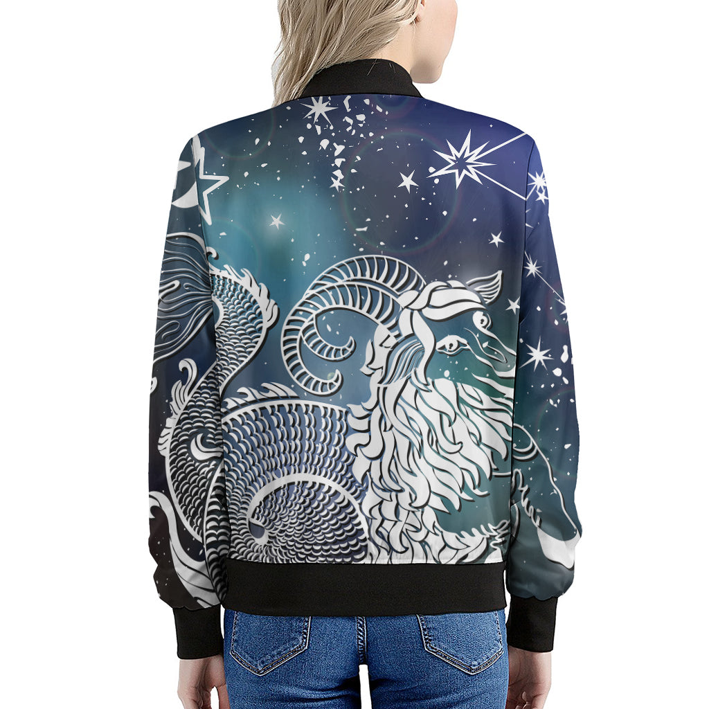 Constellation Of Capricorn Print Women's Bomber Jacket