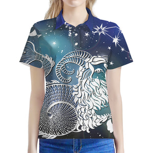 Constellation Of Capricorn Print Women's Polo Shirt