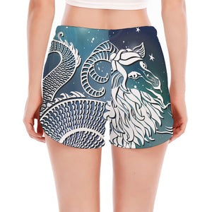 Constellation Of Capricorn Print Women's Split Running Shorts