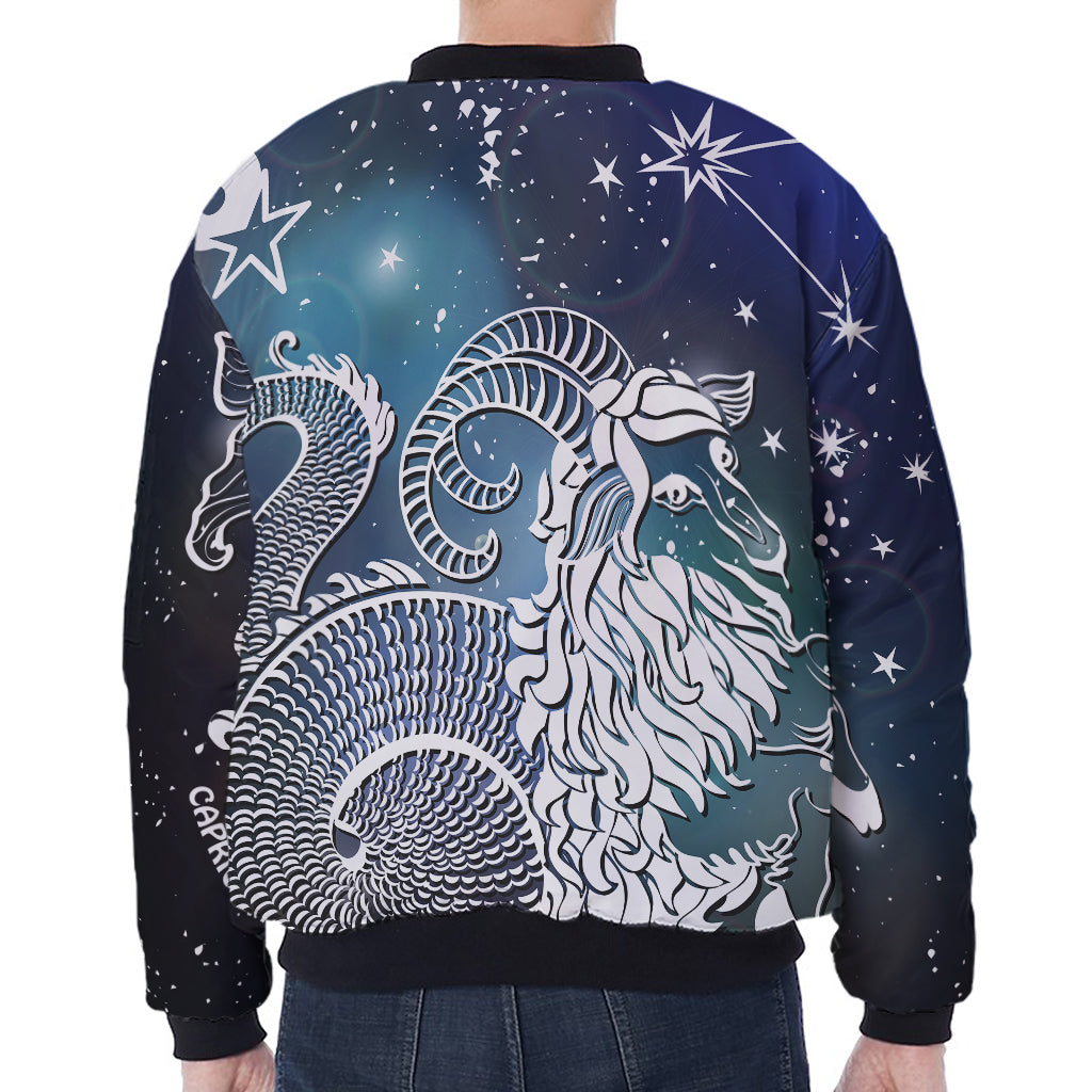 Constellation Of Capricorn Print Zip Sleeve Bomber Jacket