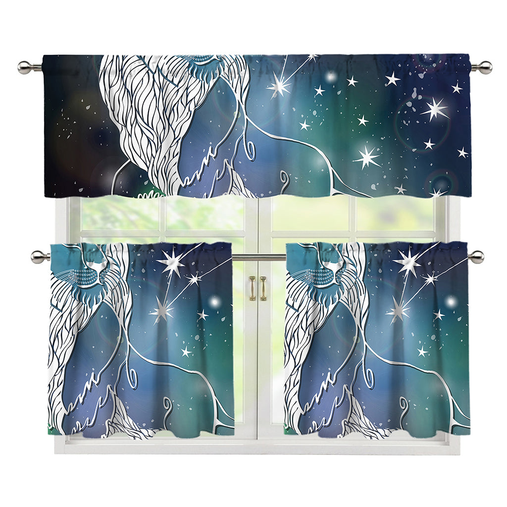 Constellation Of Leo Print 3 Piece Kitchen Curtains