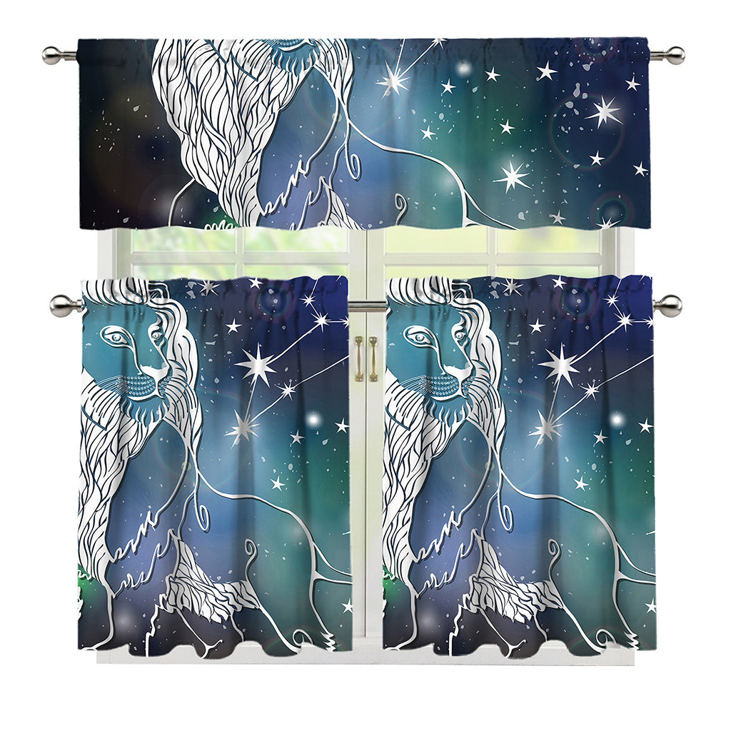 Constellation Of Leo Print 3 Piece Kitchen Curtains