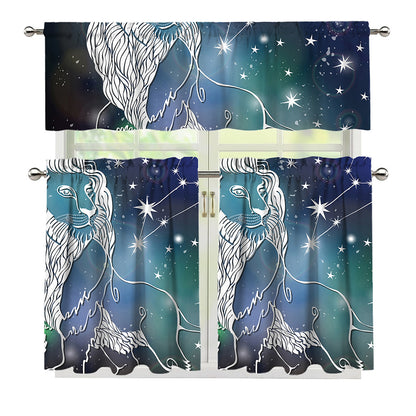 Constellation Of Leo Print 3 Piece Kitchen Curtains