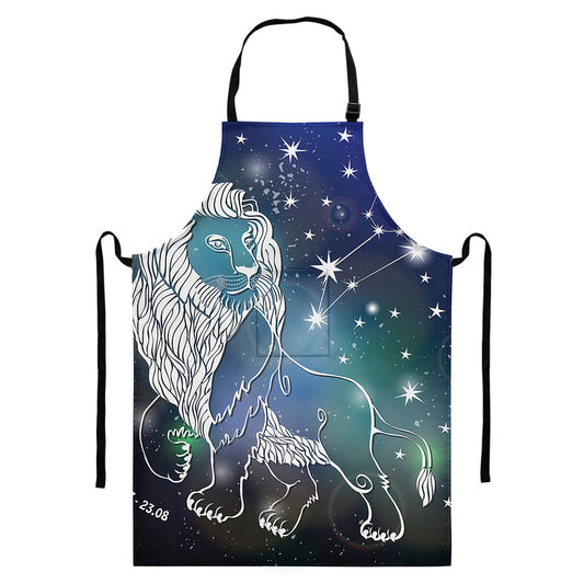 Constellation Of Leo Print Bib Apron With Pocket