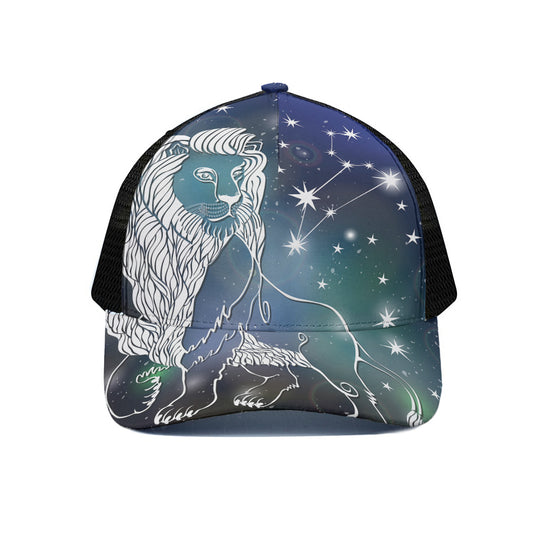 Constellation Of Leo Print Black Mesh Trucker Cap