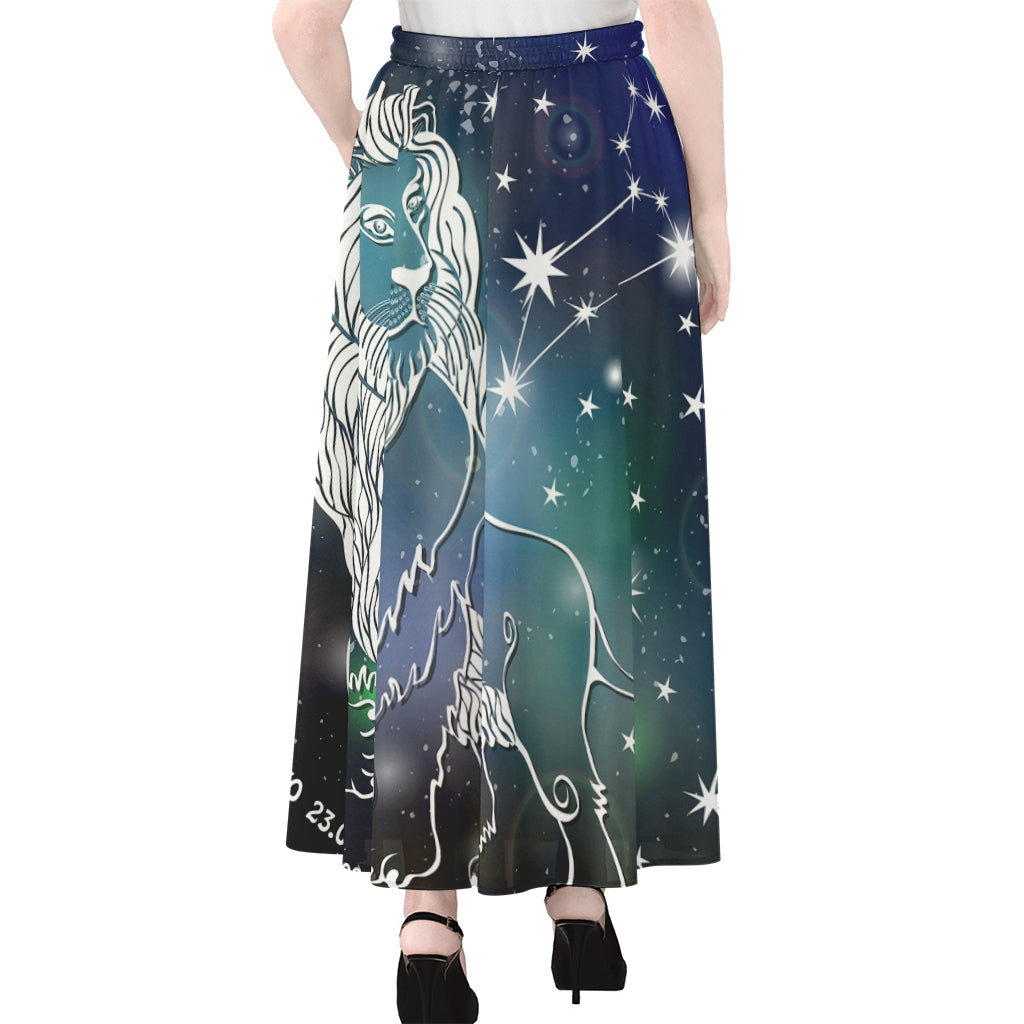 Constellation Of Leo Print Chiffon Maxi Skirt