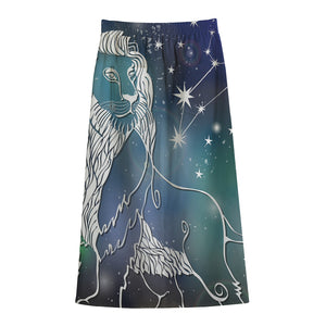 Constellation Of Leo Print Cotton Front Slit Maxi Skirt