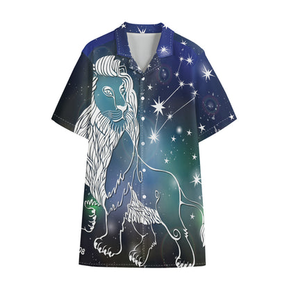 Constellation Of Leo Print Cotton Hawaiian Shirt