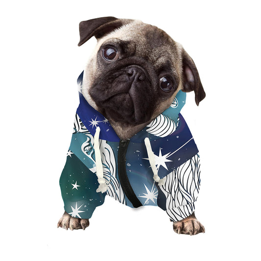 Constellation Of Leo Print Dog Zip Up Hoodie