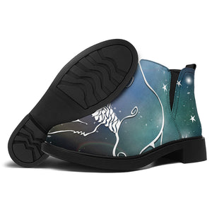 Constellation Of Leo Print Flat Ankle Boots