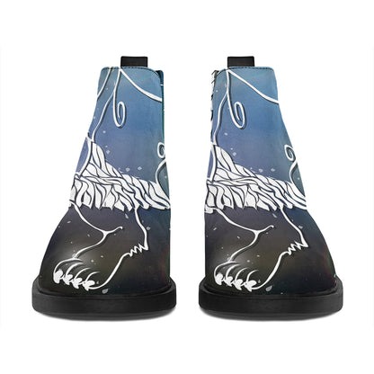 Constellation Of Leo Print Flat Ankle Boots