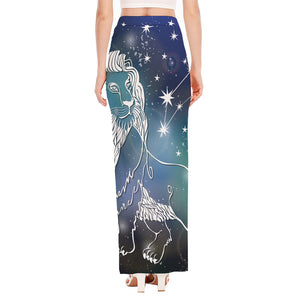 Constellation Of Leo Print High Slit Maxi Skirt