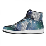 Constellation Of Leo Print High Top Leather Sneakers