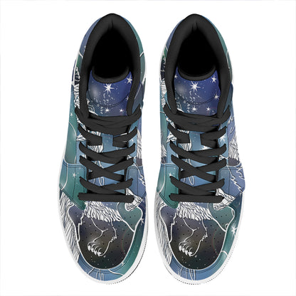 Constellation Of Leo Print High Top Leather Sneakers