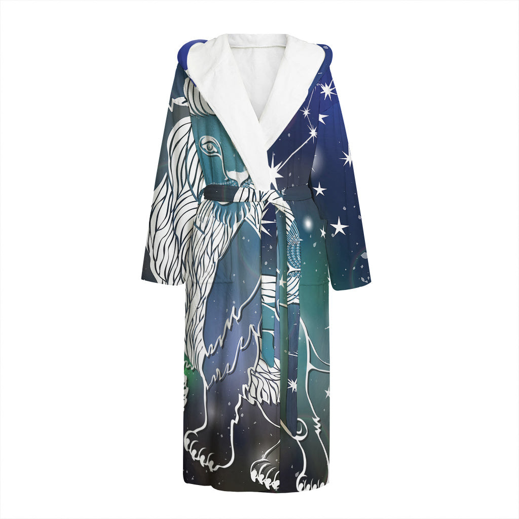 Constellation Of Leo Print Hooded Bathrobe