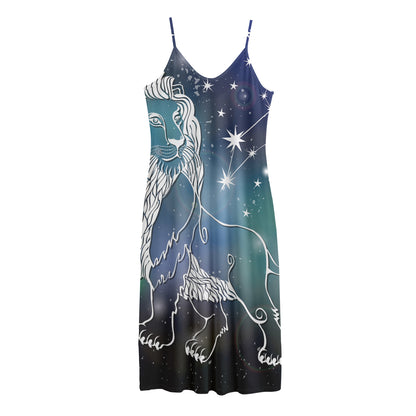 Constellation Of Leo Print Jersey Midi Cami Dress