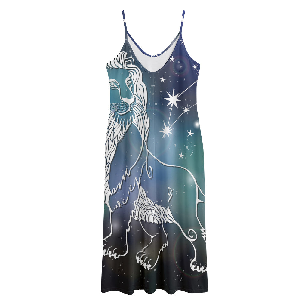 Constellation Of Leo Print Jersey Midi Cami Dress