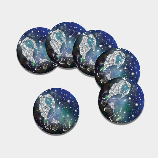 Constellation Of Leo Print Leather Coaster Set