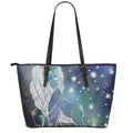 Constellation Of Leo Print Leather Tote Bag With Zipper