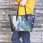 Constellation Of Leo Print Leather Tote Bag
