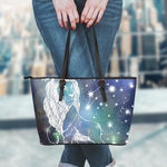 Constellation Of Leo Print Leather Tote Bag