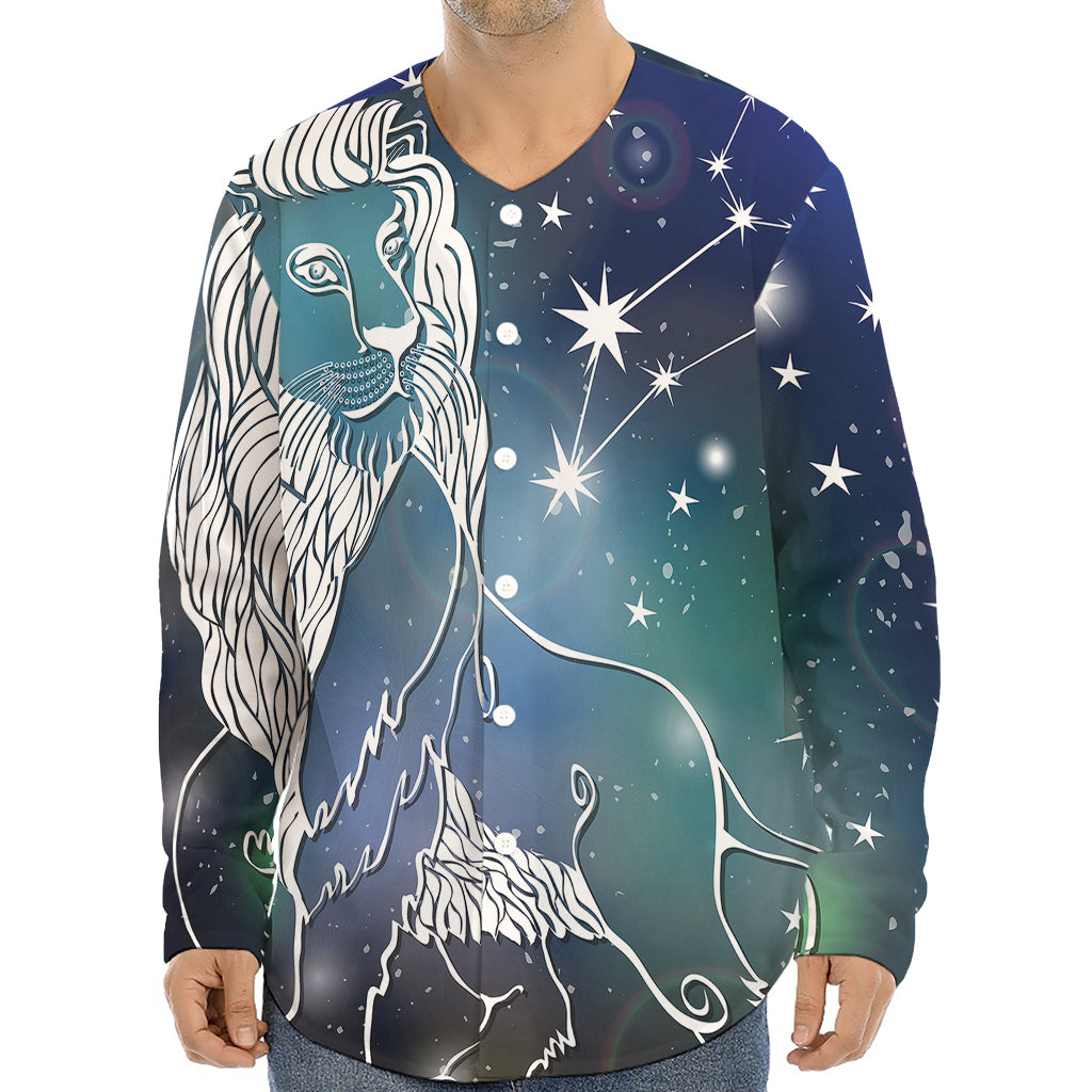 Constellation Of Leo Print Long Sleeve Baseball Jersey