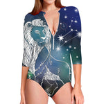 Constellation Of Leo Print Long Sleeve Swimsuit