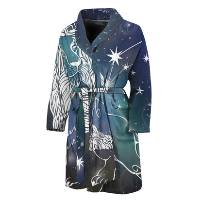 Constellation Of Leo Print Men's Bathrobe