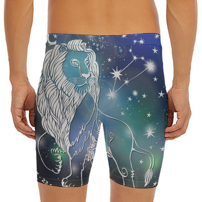 Constellation Of Leo Print Men's Long Boxer Briefs