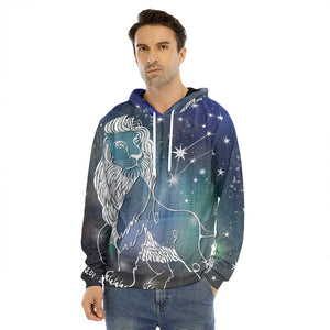 Constellation Of Leo Print Men's Velvet Pullover Hoodie