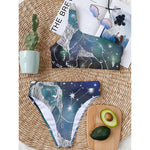 Constellation Of Leo Print One Shoulder Bikini Top