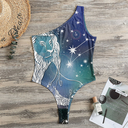 Constellation Of Leo Print One Shoulder Bodysuit