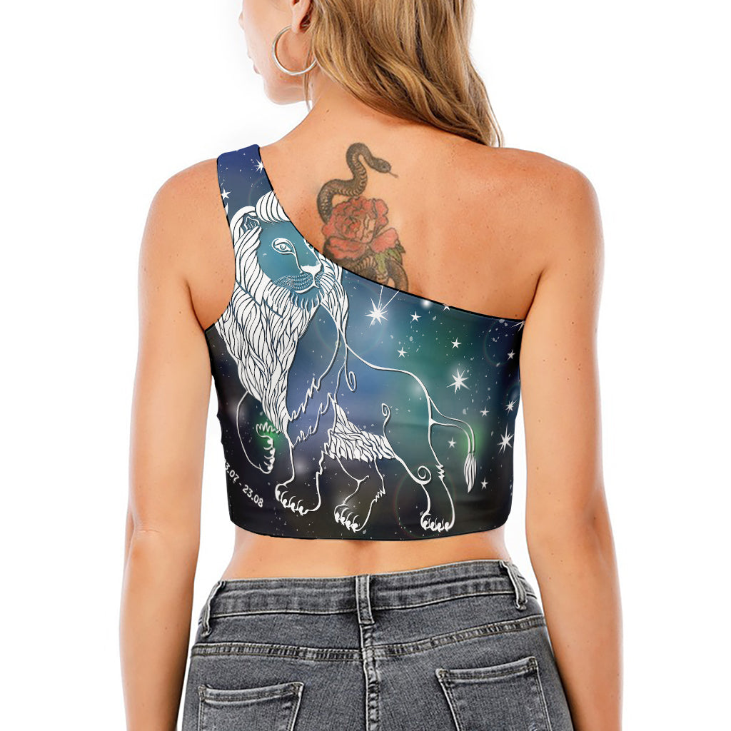 Constellation Of Leo Print One Shoulder Crop Top