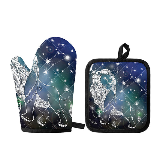 Constellation Of Leo Print Oven Mitt And Pot Holder Set