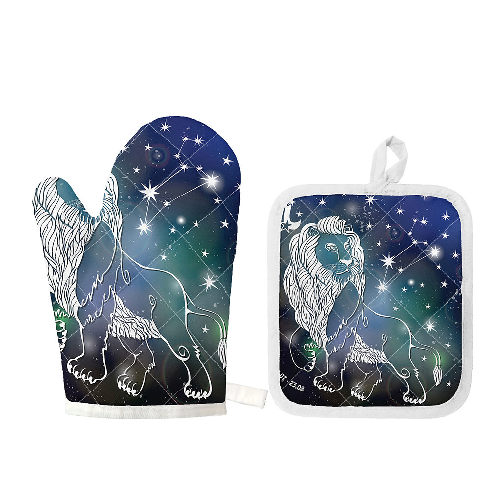 Constellation Of Leo Print Oven Mitt And Pot Holder Set