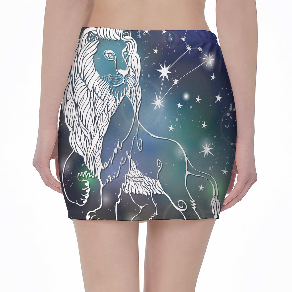 Constellation Of Leo Print Pencil Mini Skirt