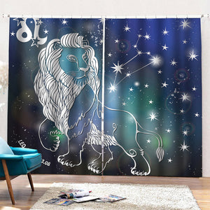 Constellation Of Leo Print Pencil Pleat Curtains