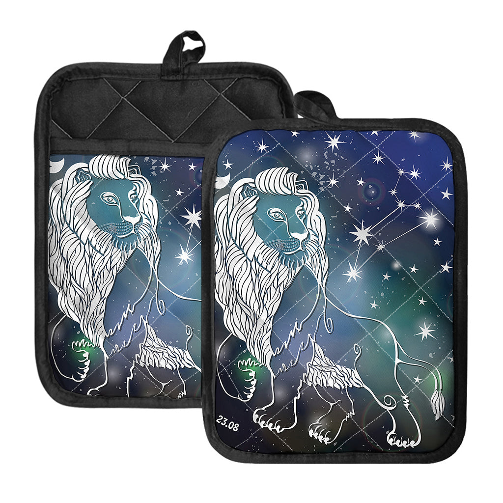 Constellation Of Leo Print Pot Holders With Pocket