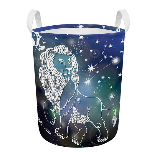 Constellation Of Leo Print Round Laundry Basket
