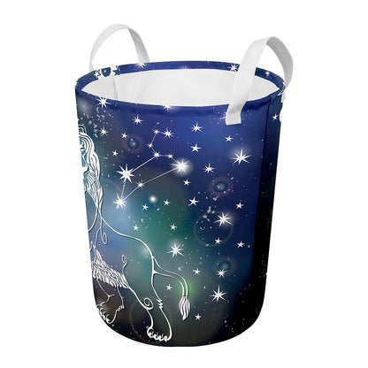 Constellation Of Leo Print Round Laundry Basket