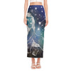 Constellation Of Leo Print Side Slit Maxi Skirt