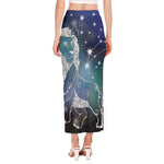 Constellation Of Leo Print Side Slit Maxi Skirt