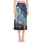 Constellation Of Leo Print Side Slit Midi Skirt