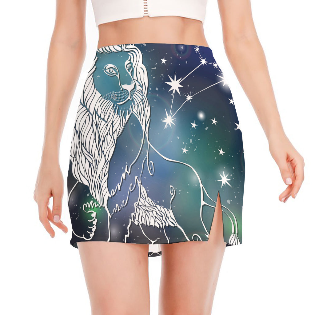 Constellation Of Leo Print Side Slit Mini Skirt