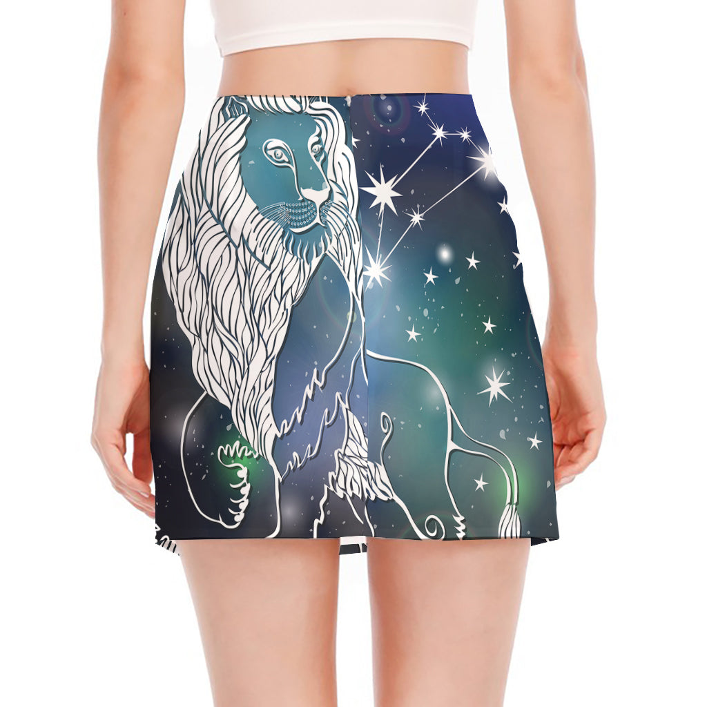 Constellation Of Leo Print Side Slit Mini Skirt